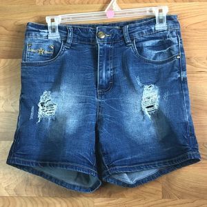 Legend Luxury Denim Design Size 27 Distressed “BAD GIRL” Medium Blue Was…